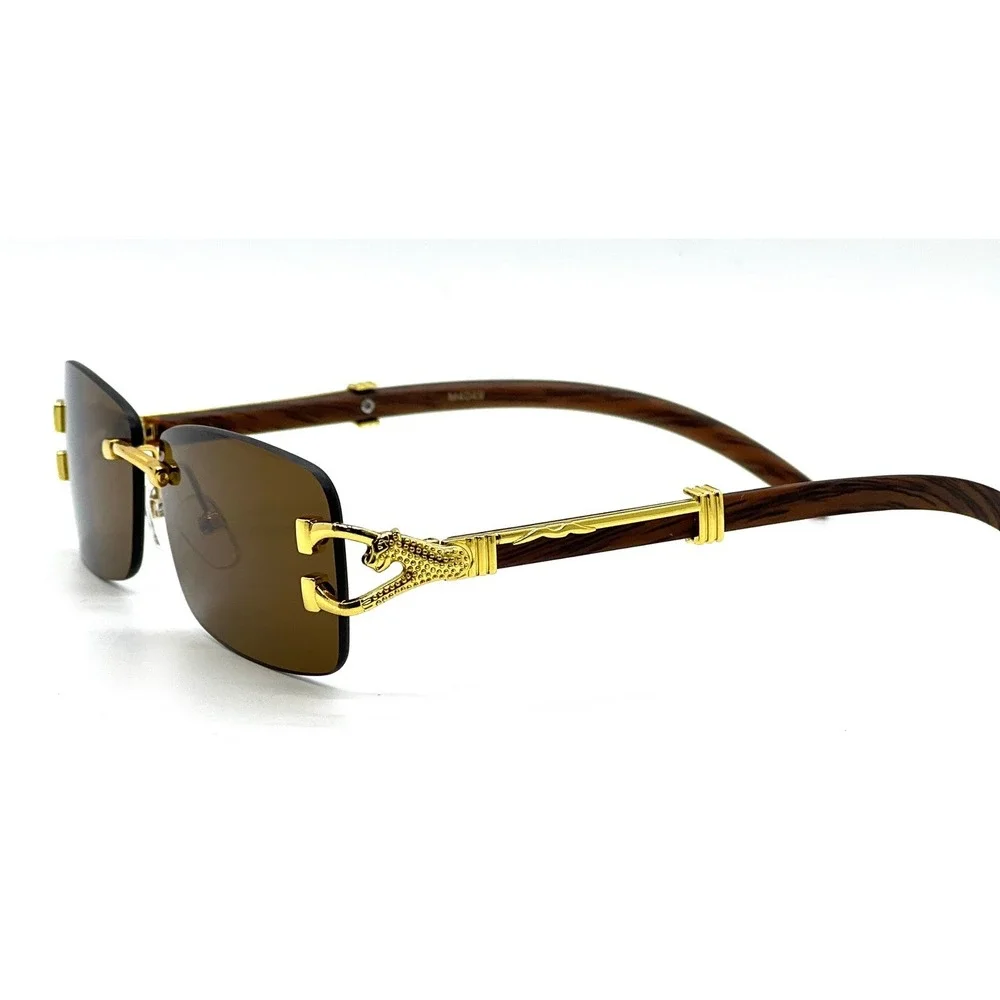 Sunglasses Dark Brown Lens Gold Frame Gangster Style Vintage Sophisticated Model
